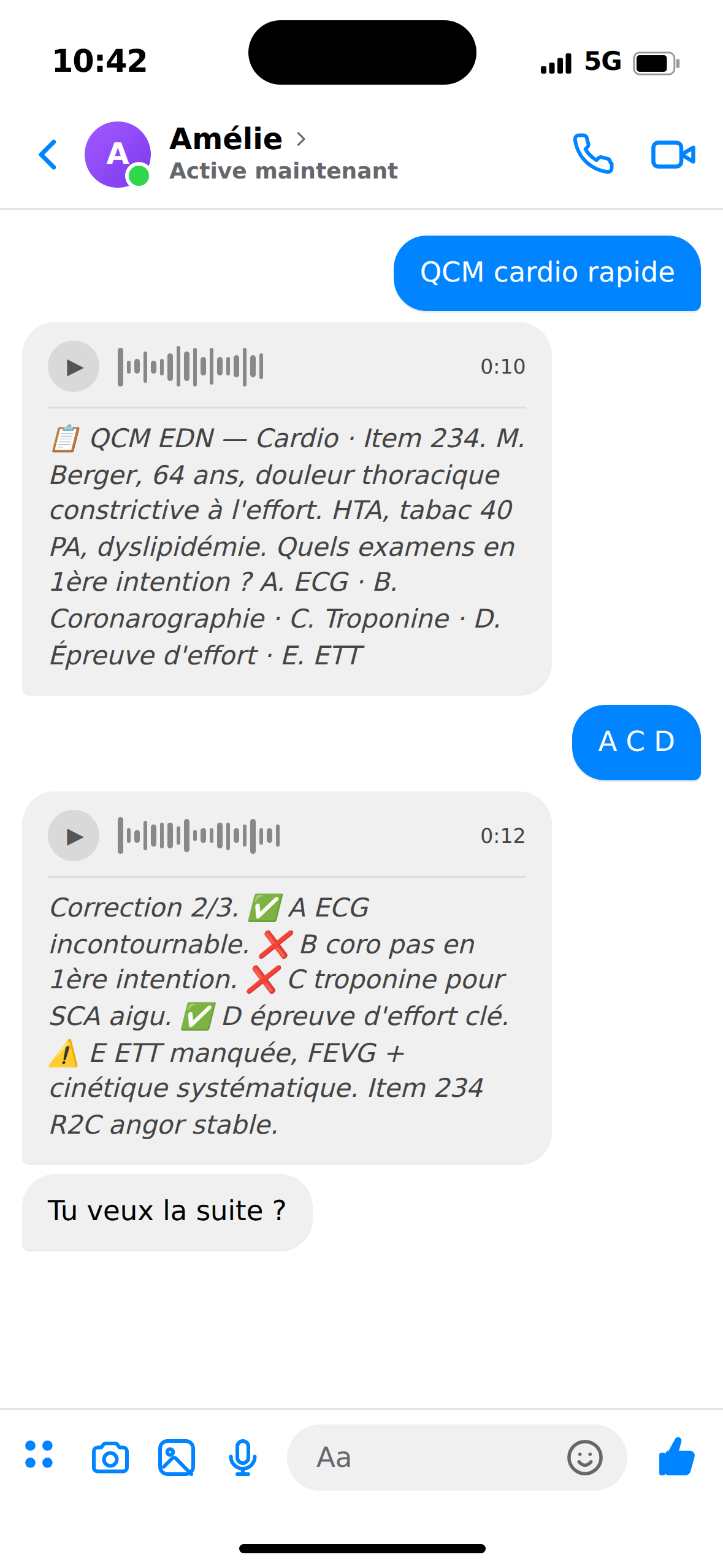 Aperçu Amélie dans Messenger — QCM type annale corrigé avec sources officielles